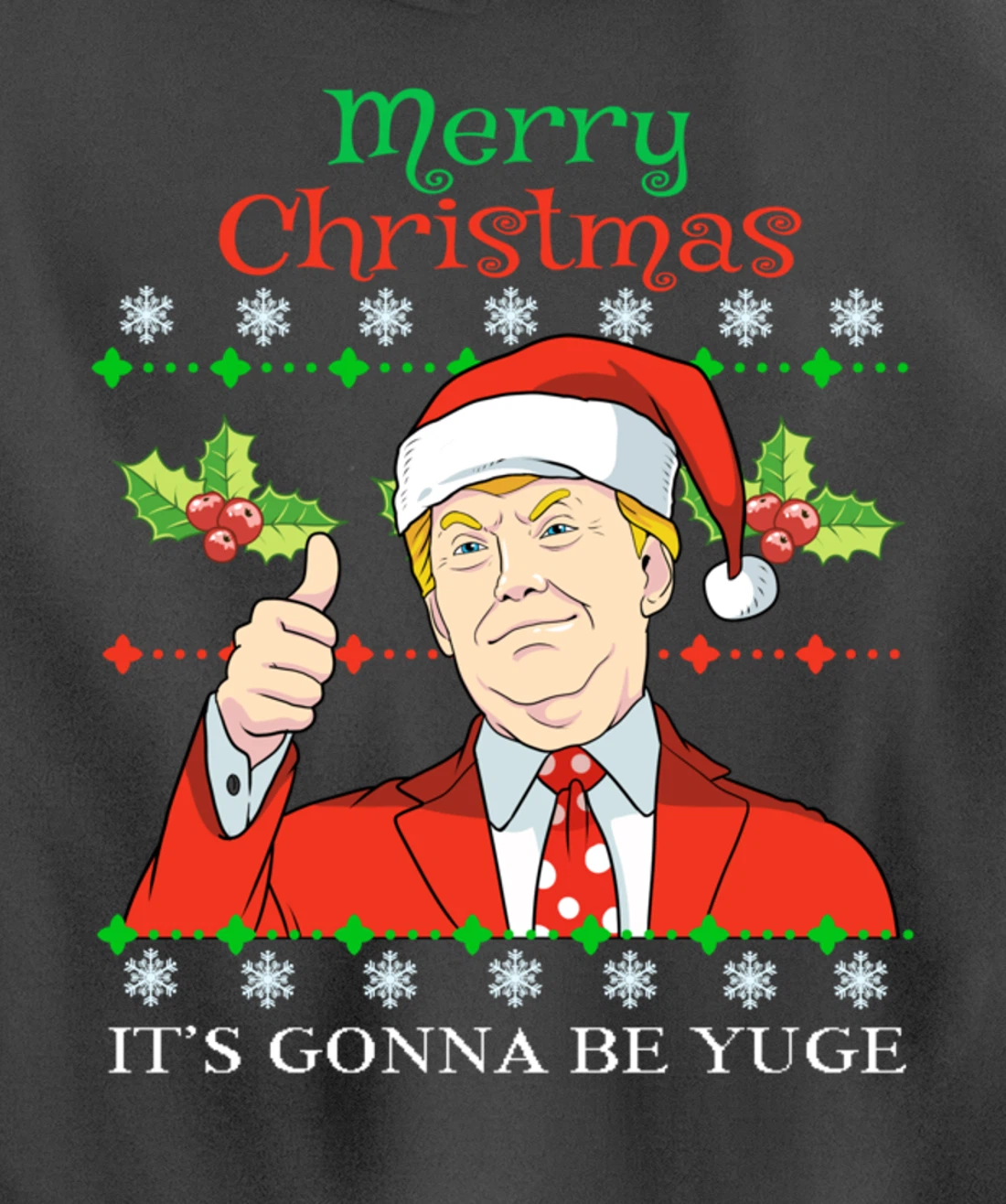 Donald Trump Christmas Print Merry Christmas Print Pullover Hoodie