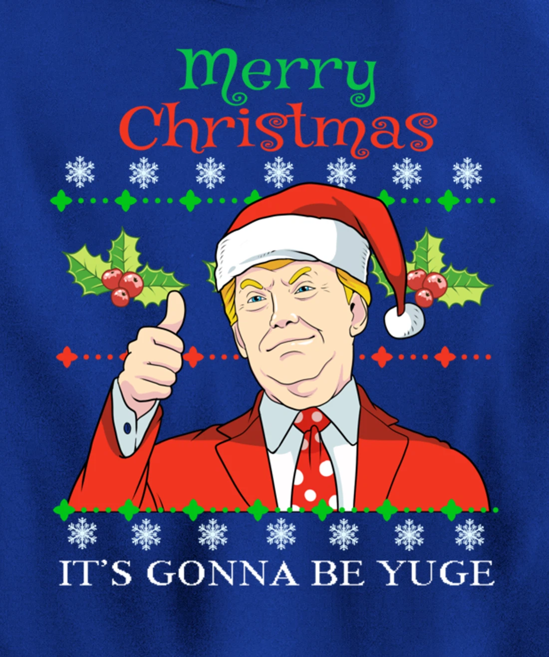 Donald Trump Christmas Print Merry Christmas Print Pullover Hoodie