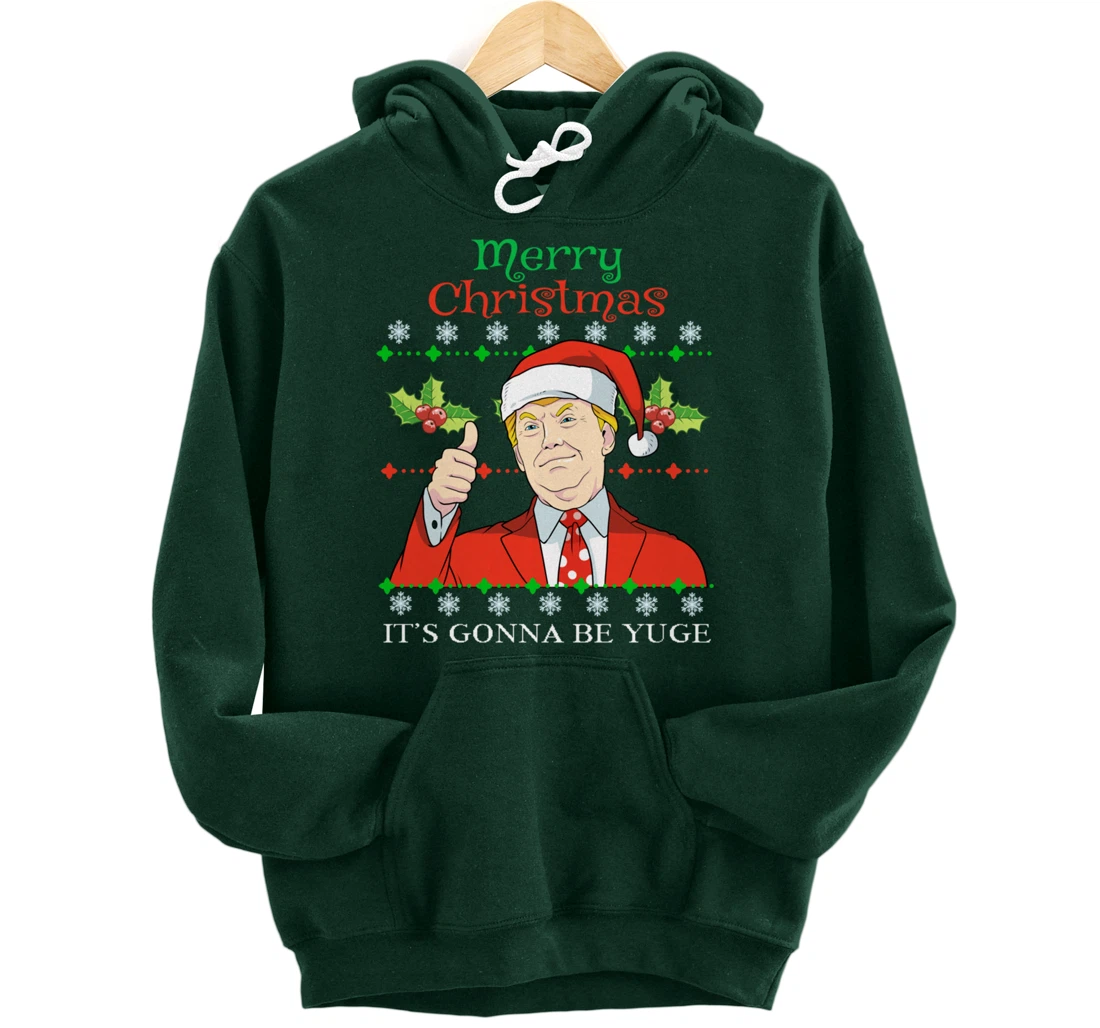Donald Trump Christmas Print Merry Christmas Print Pullover Hoodie