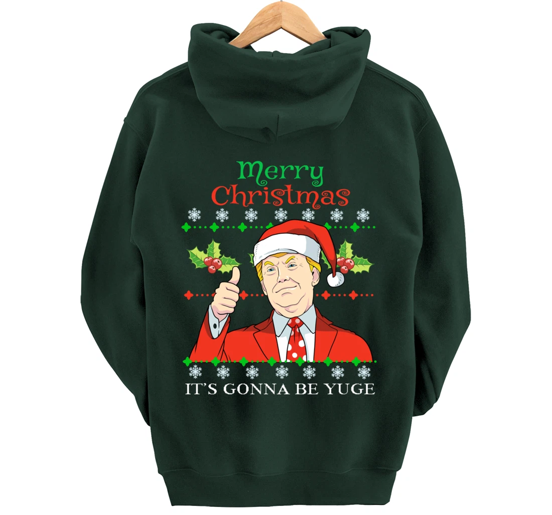 Donald Trump Christmas Print Merry Christmas Print Pullover Hoodie