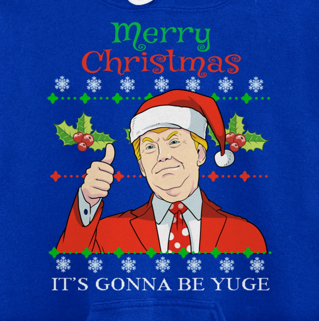 Donald Trump Christmas Print Merry Christmas Print Pullover Hoodie