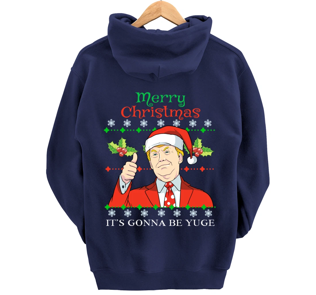 Donald Trump Christmas Print Merry Christmas Print Pullover Hoodie