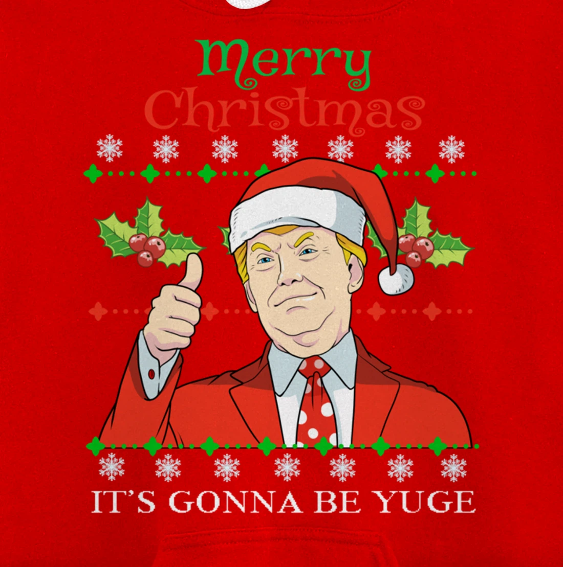 Donald Trump Christmas Print Merry Christmas Print Pullover Hoodie
