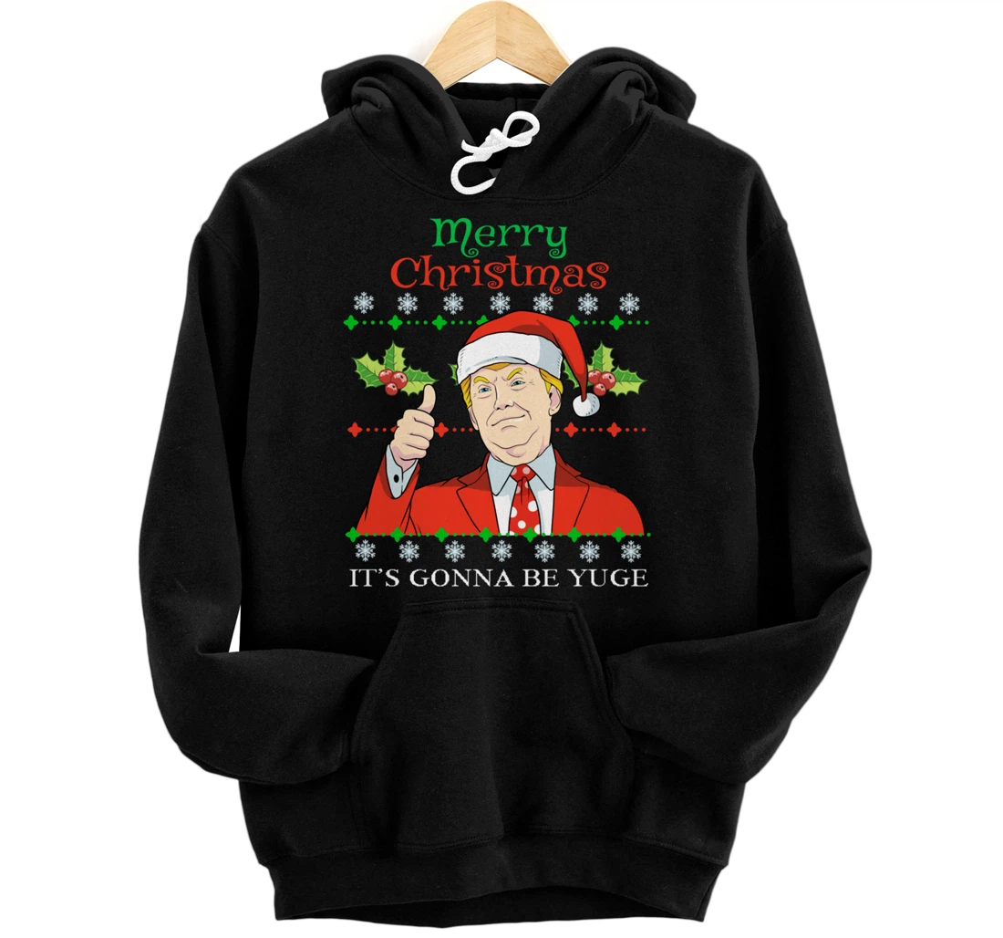 Donald Trump Christmas Print Merry Christmas Print Pullover Hoodie
