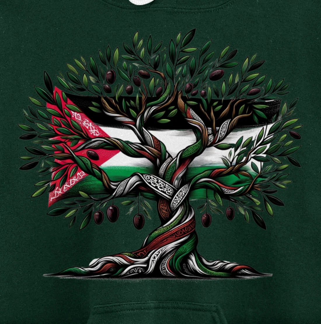 Palestine Olive Tree With Flag Pullover Hoodie