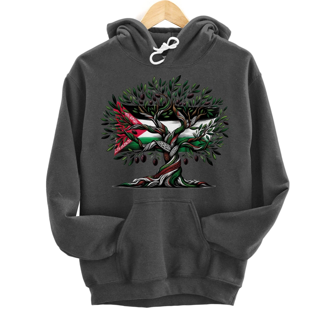 Palestine Olive Tree With Flag Pullover Hoodie