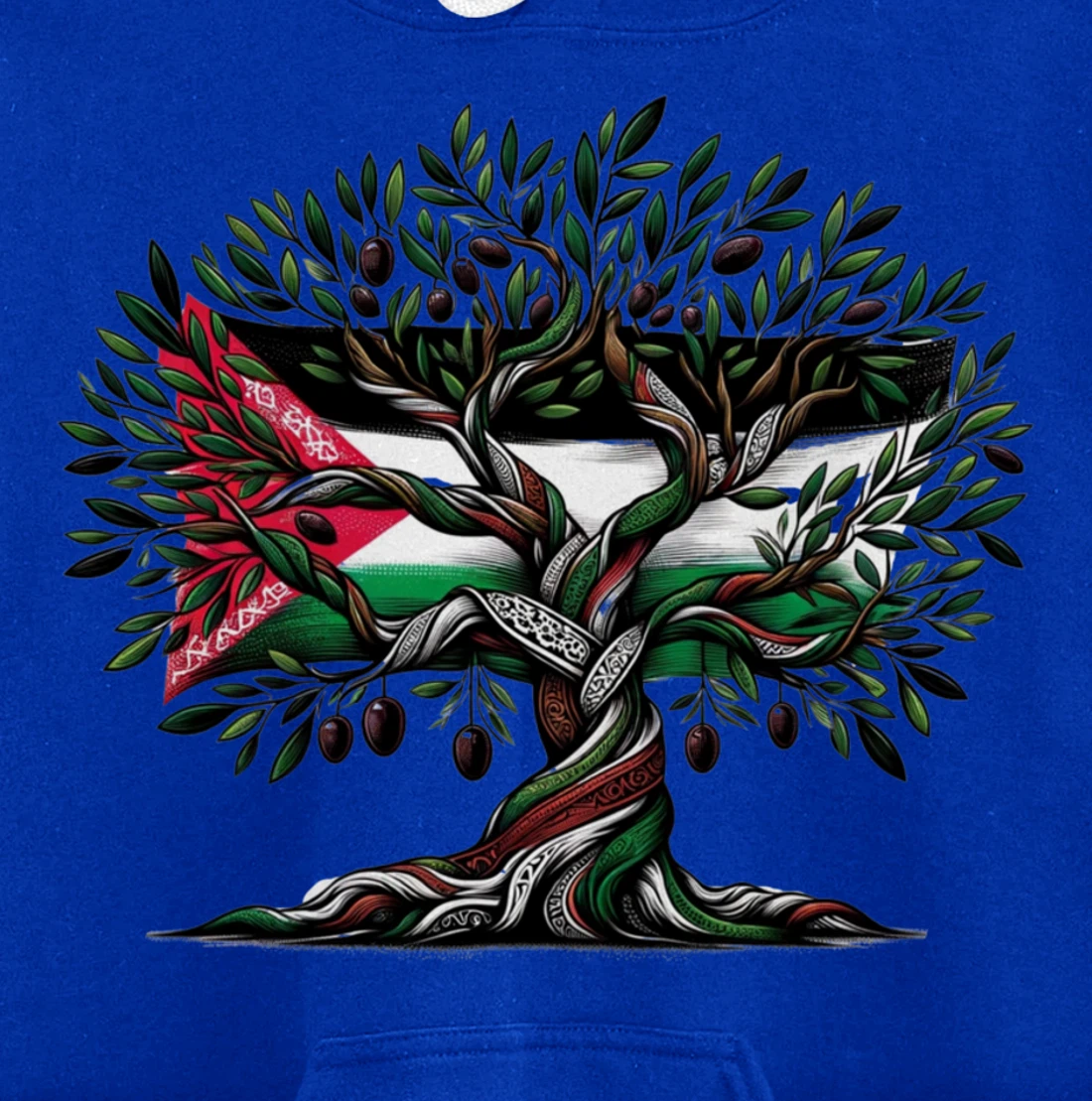 Palestine Olive Tree With Flag Pullover Hoodie