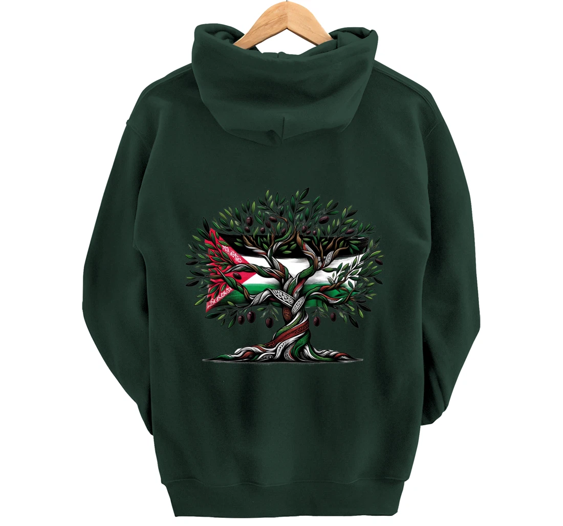 Palestine Olive Tree With Flag Pullover Hoodie
