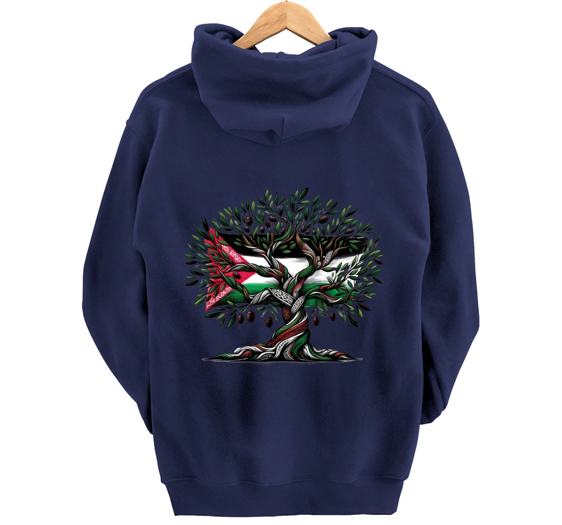 Palestine Olive Tree With Flag Pullover Hoodie