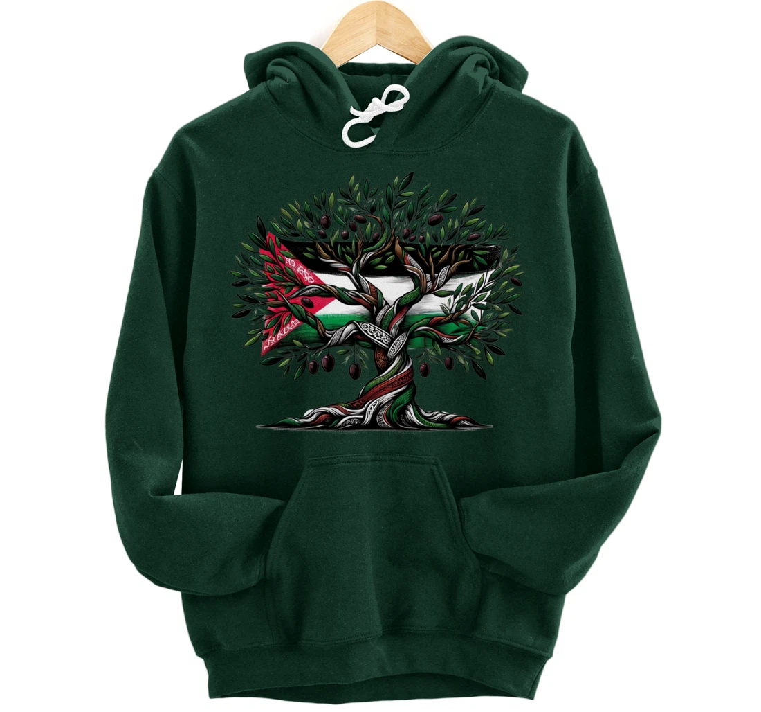 Palestine Olive Tree With Flag Pullover Hoodie