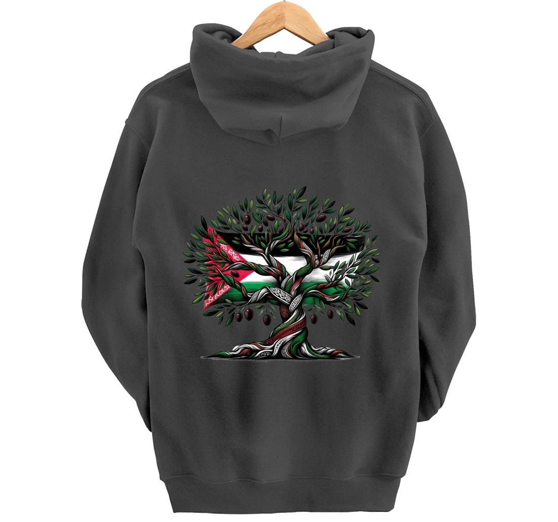 Palestine Olive Tree With Flag Pullover Hoodie