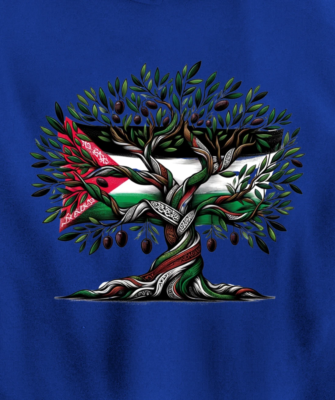 Palestine Olive Tree With Flag Pullover Hoodie
