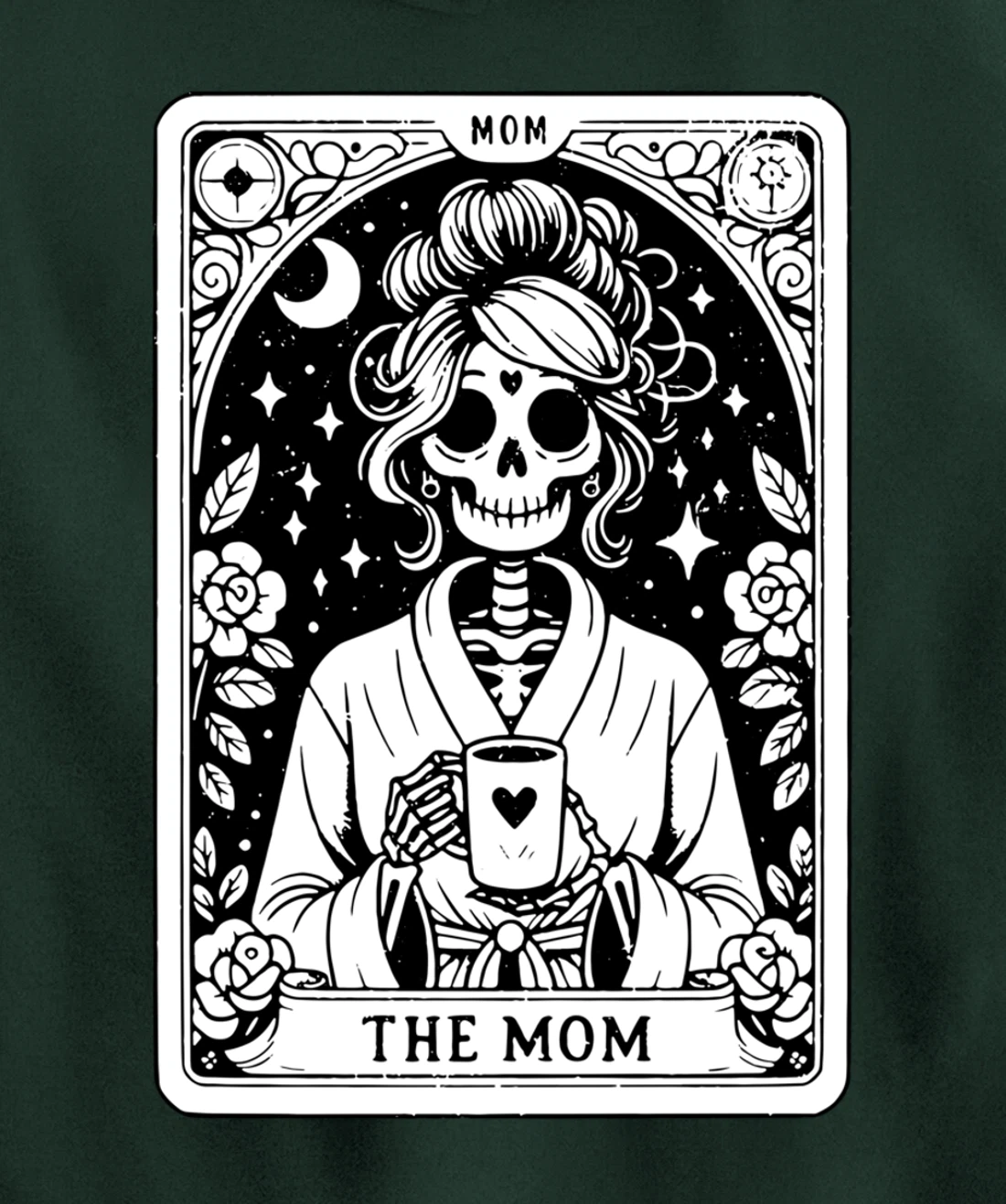 The Mom, Tarot Card, Skeleton Mom, Celestial Mama - On Back Pullover Hoodie