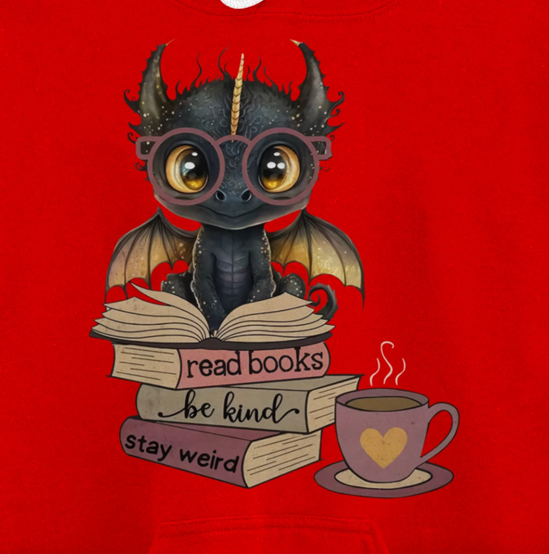 Funny Dragon Read Books Be Kind Stay Weird Book Lover Pullover Hoodie