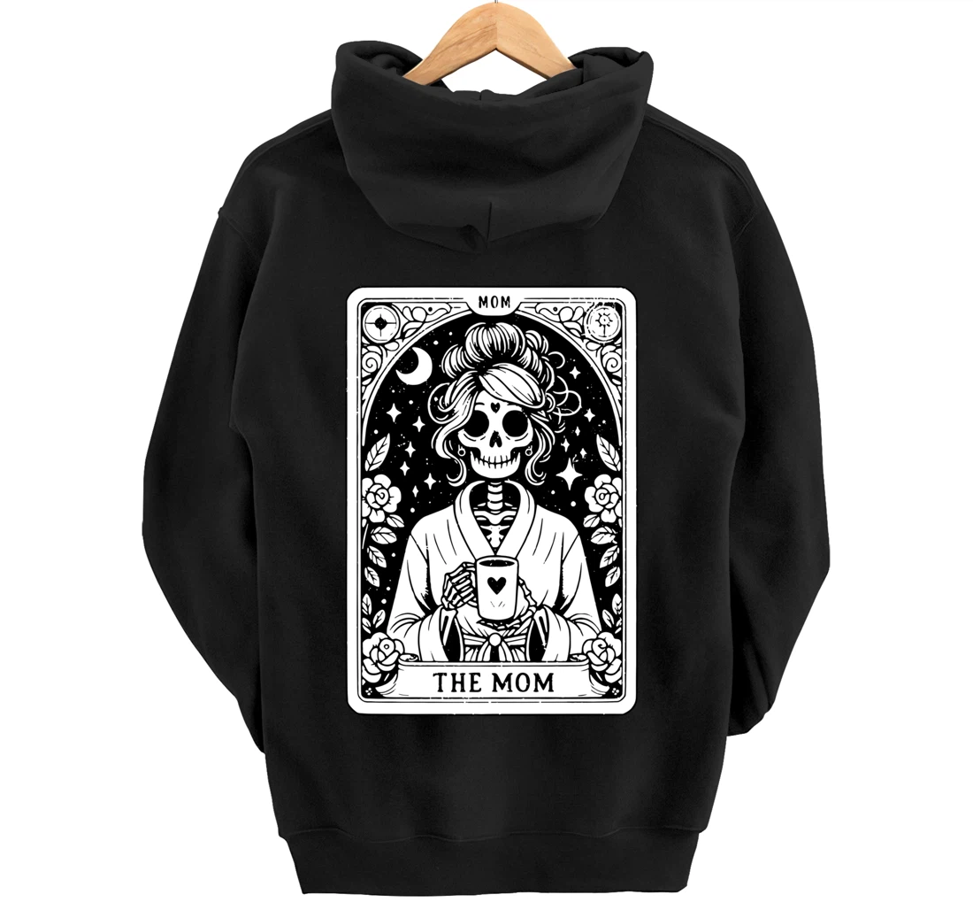The Mom, Tarot Card, Skeleton Mom, Celestial Mama - On Back Pullover Hoodie
