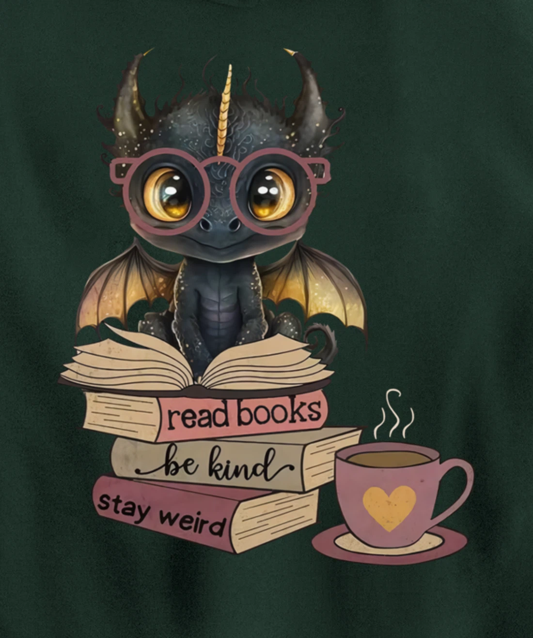 Funny Dragon Read Books Be Kind Stay Weird Book Lover Pullover Hoodie
