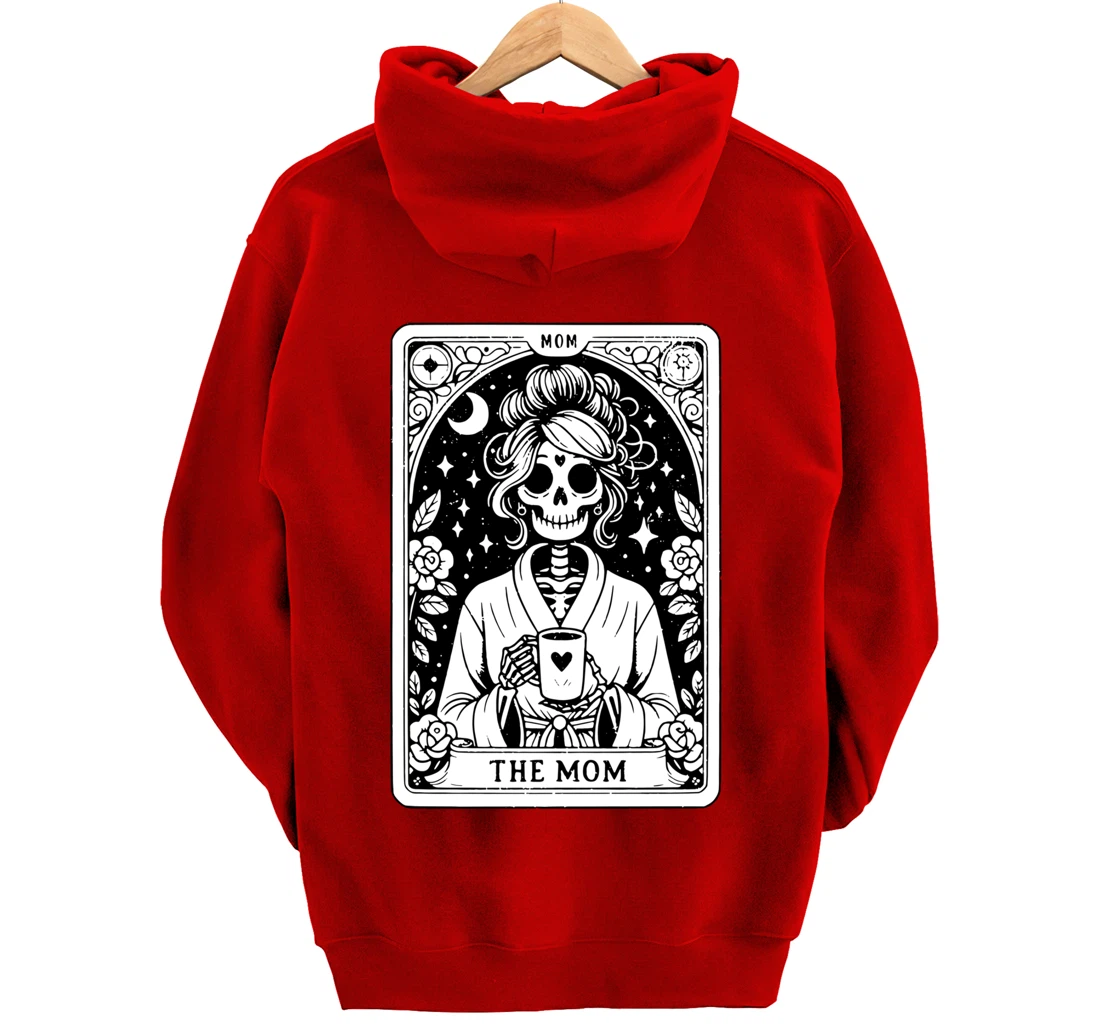 The Mom, Tarot Card, Skeleton Mom, Celestial Mama - On Back Pullover Hoodie