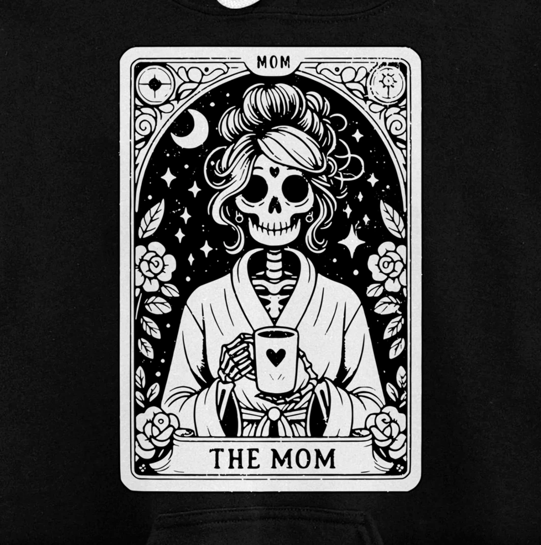 The Mom, Tarot Card, Skeleton Mom, Celestial Mama - On Back Pullover Hoodie