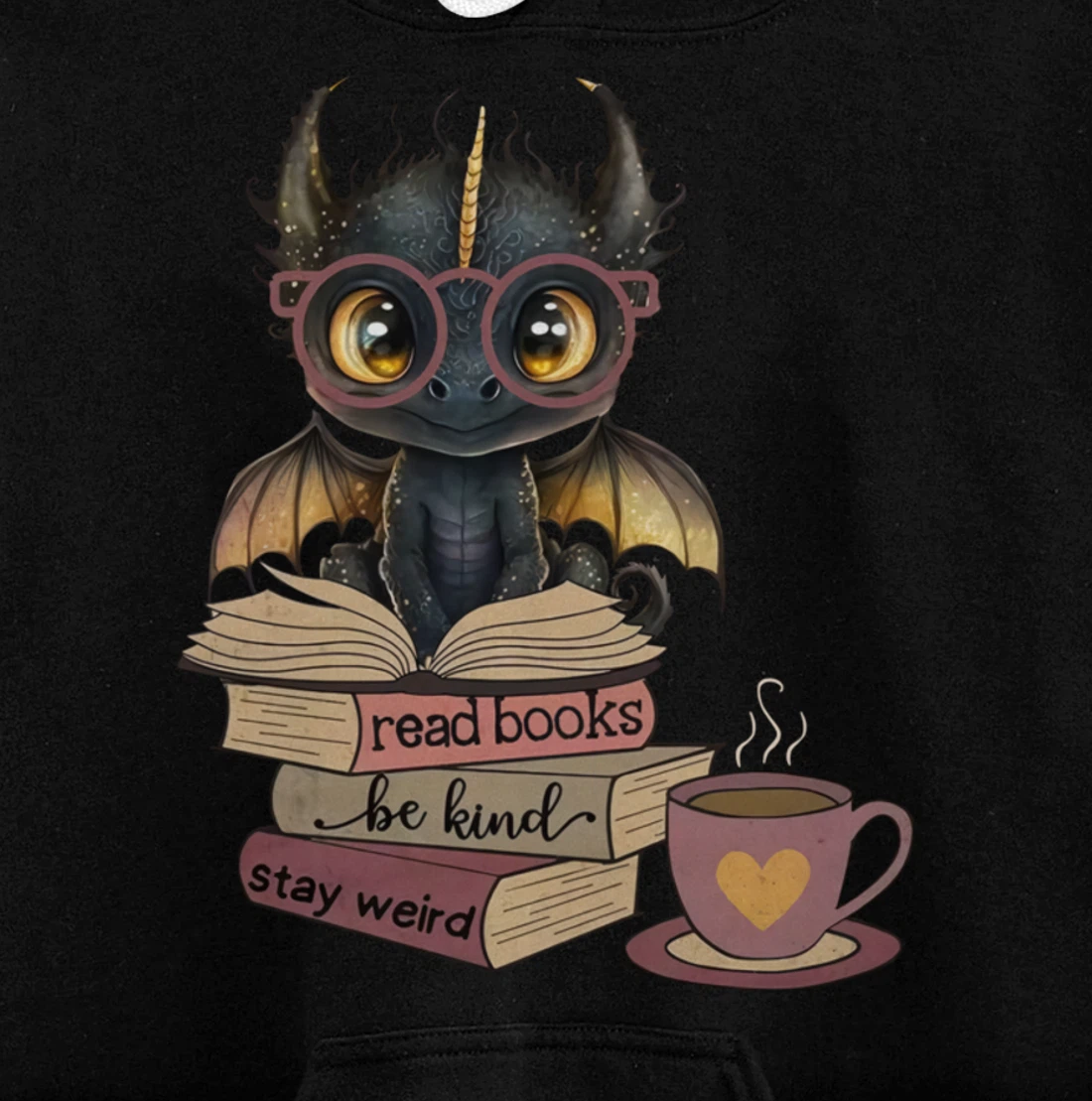 Funny Dragon Read Books Be Kind Stay Weird Book Lover Pullover Hoodie