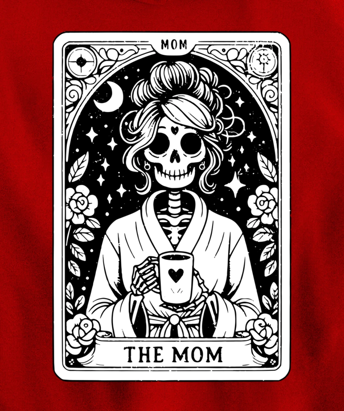 The Mom, Tarot Card, Skeleton Mom, Celestial Mama - On Back Pullover Hoodie