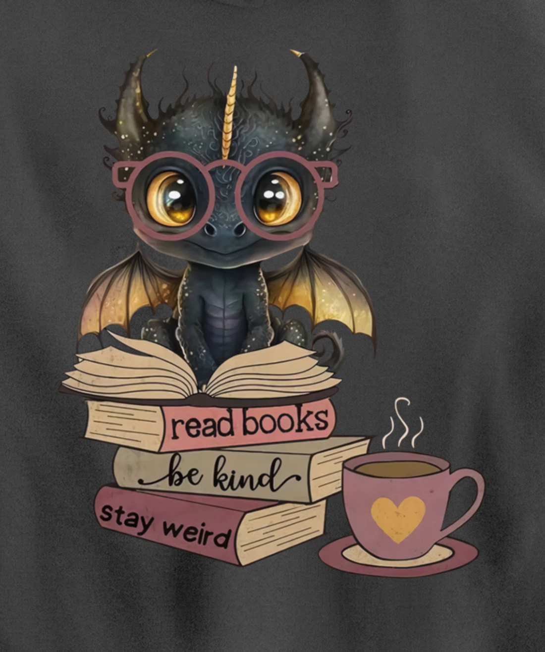 Funny Dragon Read Books Be Kind Stay Weird Book Lover Pullover Hoodie