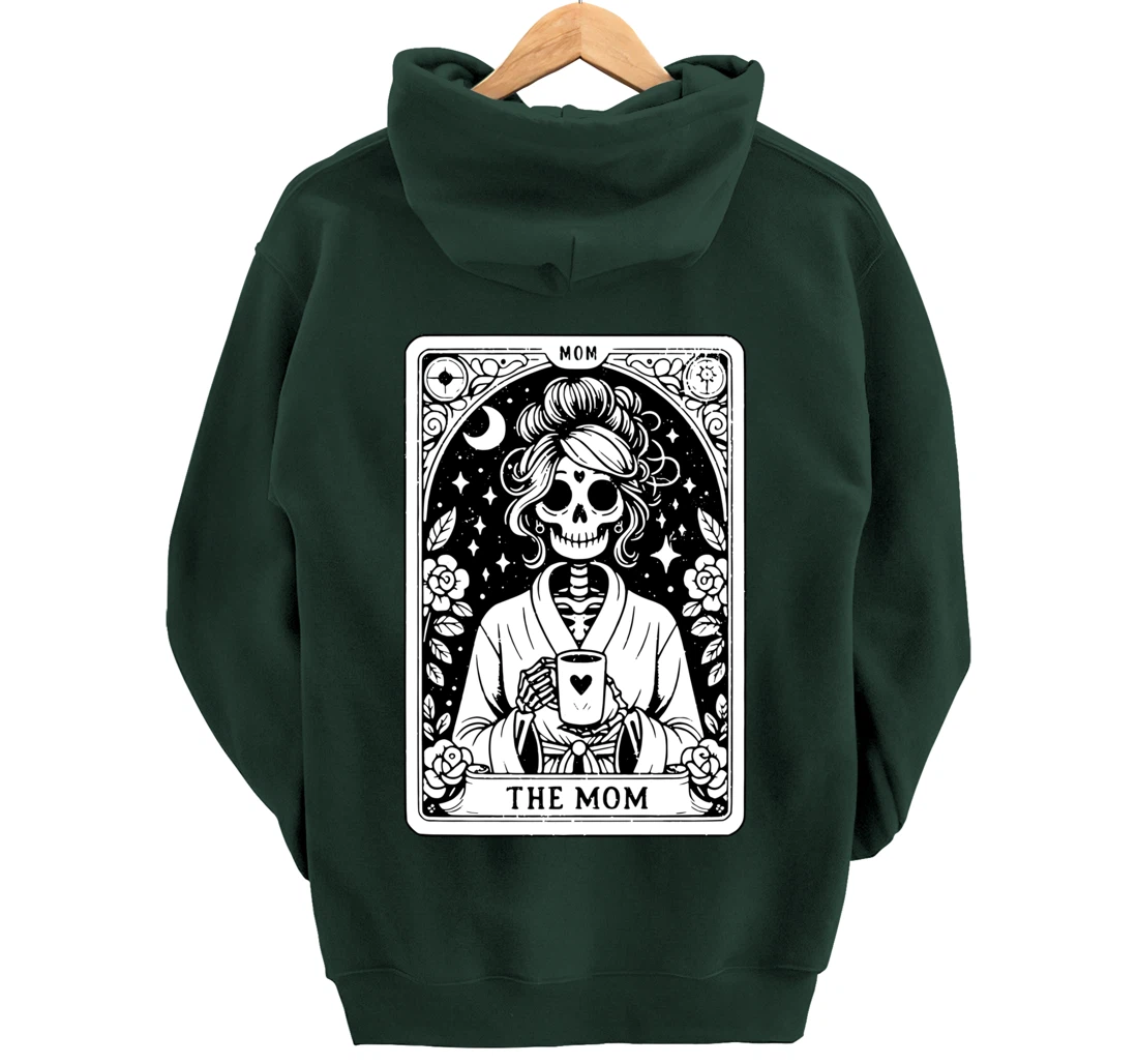 The Mom, Tarot Card, Skeleton Mom, Celestial Mama - On Back Pullover Hoodie