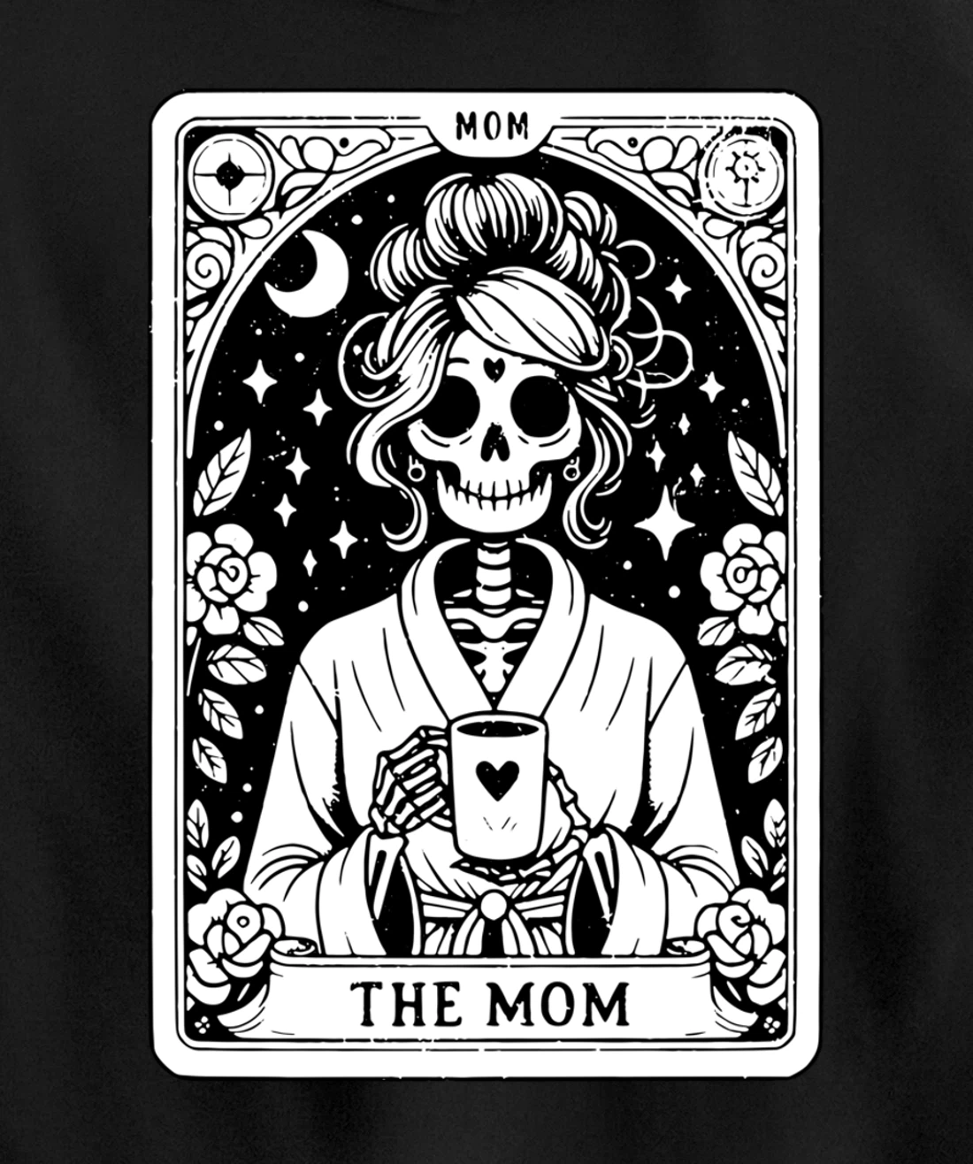 The Mom, Tarot Card, Skeleton Mom, Celestial Mama - On Back Pullover Hoodie