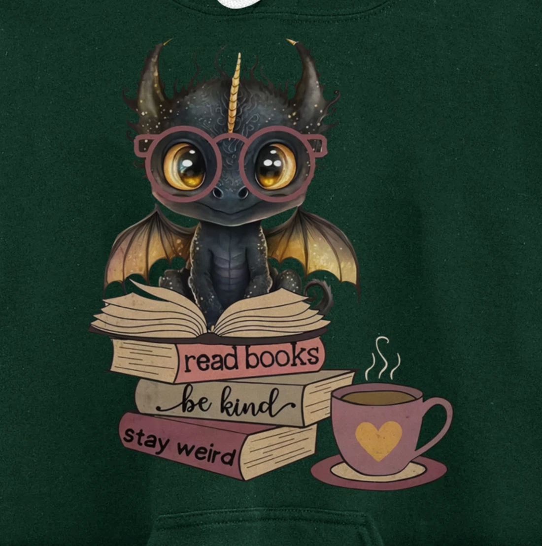 Funny Dragon Read Books Be Kind Stay Weird Book Lover Pullover Hoodie
