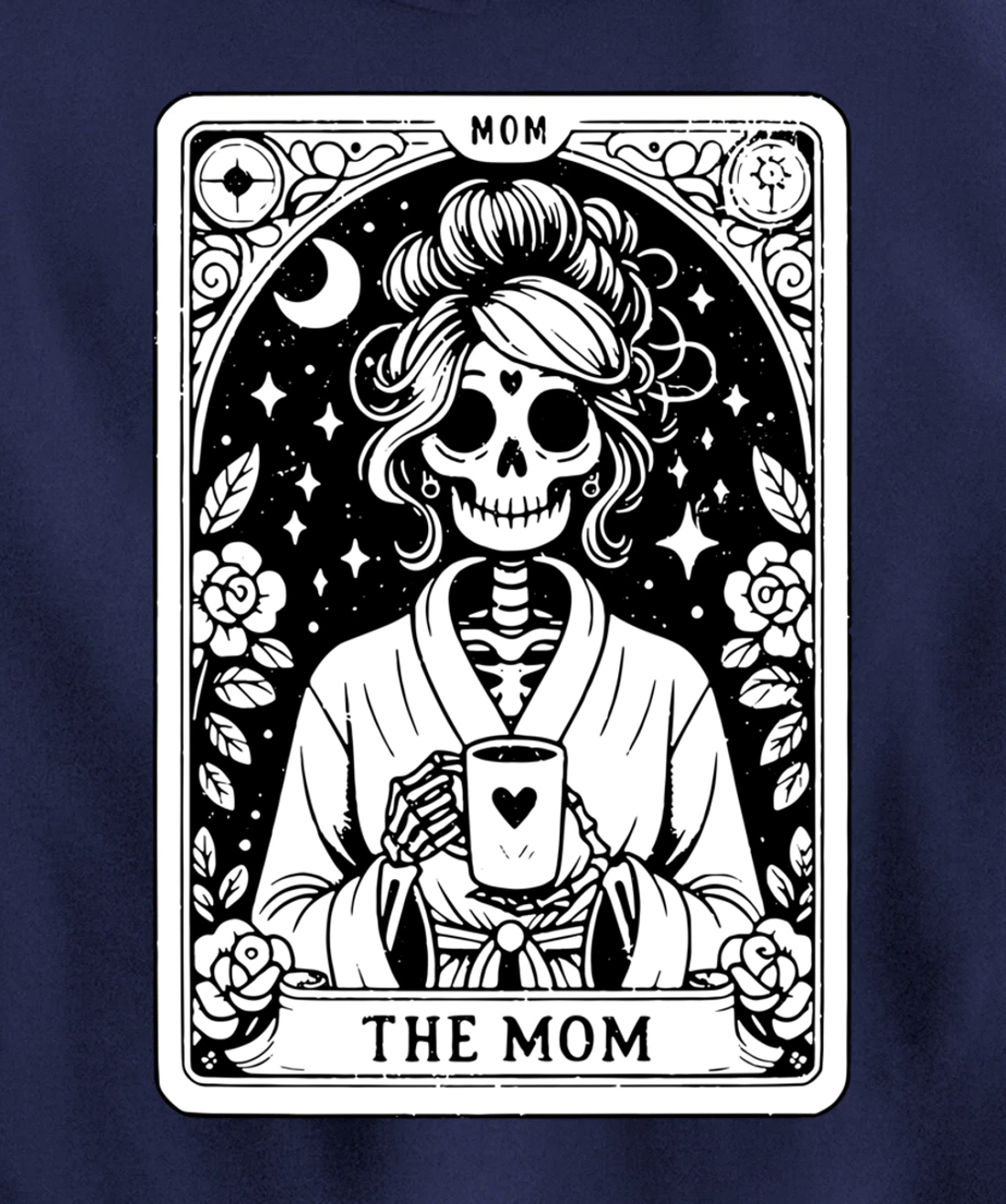 The Mom, Tarot Card, Skeleton Mom, Celestial Mama - On Back Pullover Hoodie