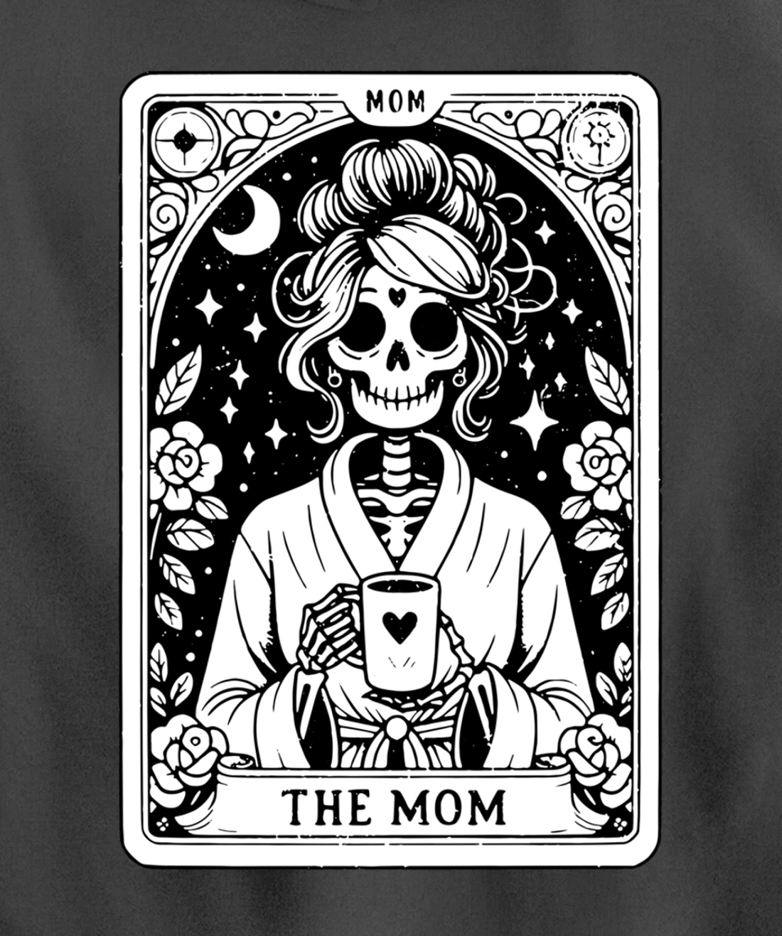 The Mom, Tarot Card, Skeleton Mom, Celestial Mama - On Back Pullover Hoodie