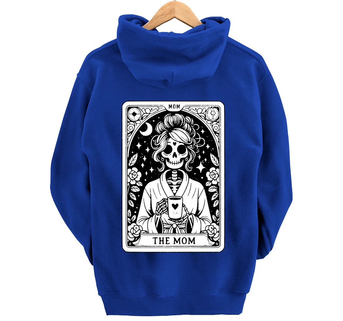 The Mom, Tarot Card, Skeleton Mom, Celestial Mama - On Back Pullover Hoodie