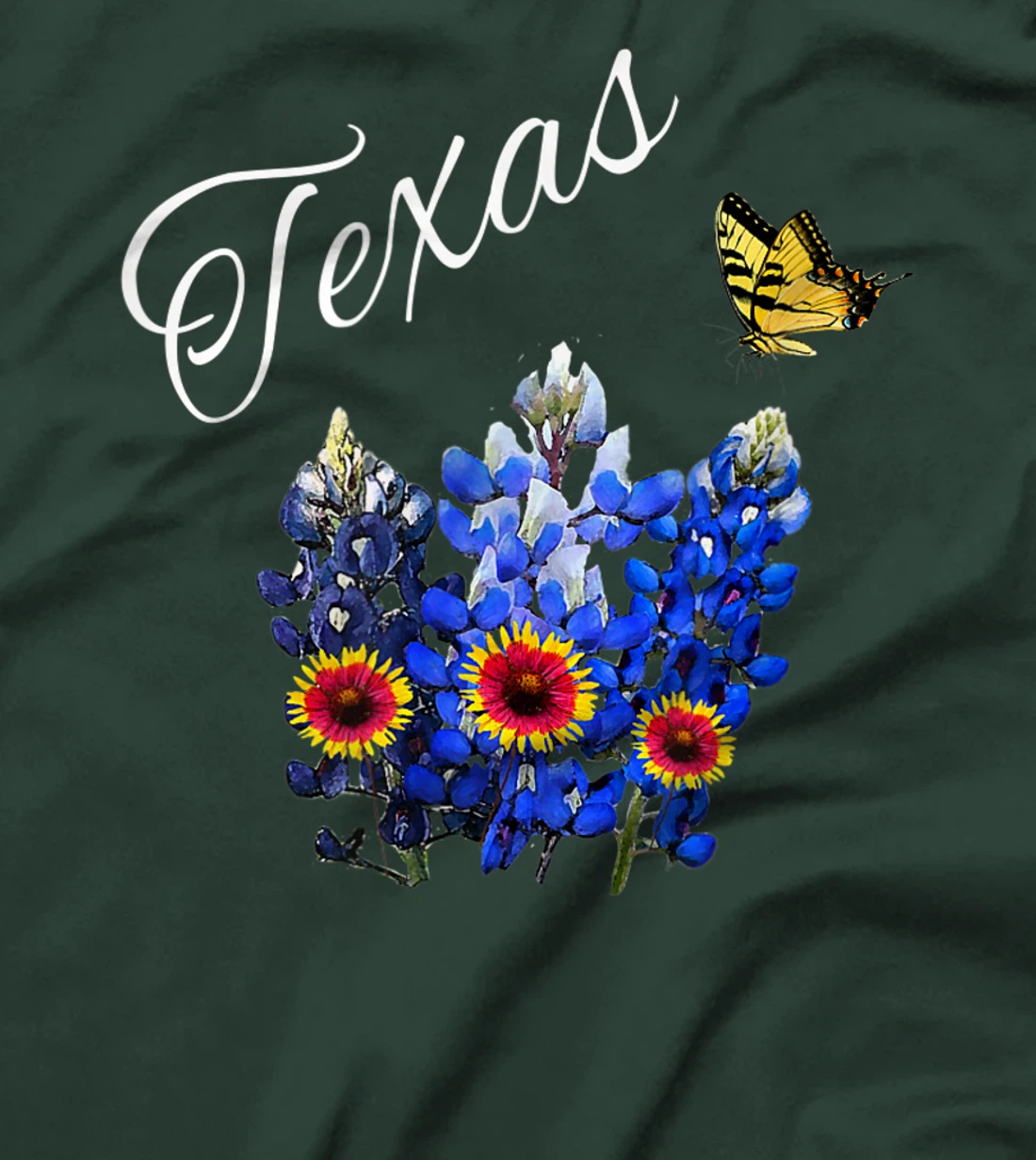 Texas Wildflower Butterfly Home State Bluebonnet Gift Design T-Shirt