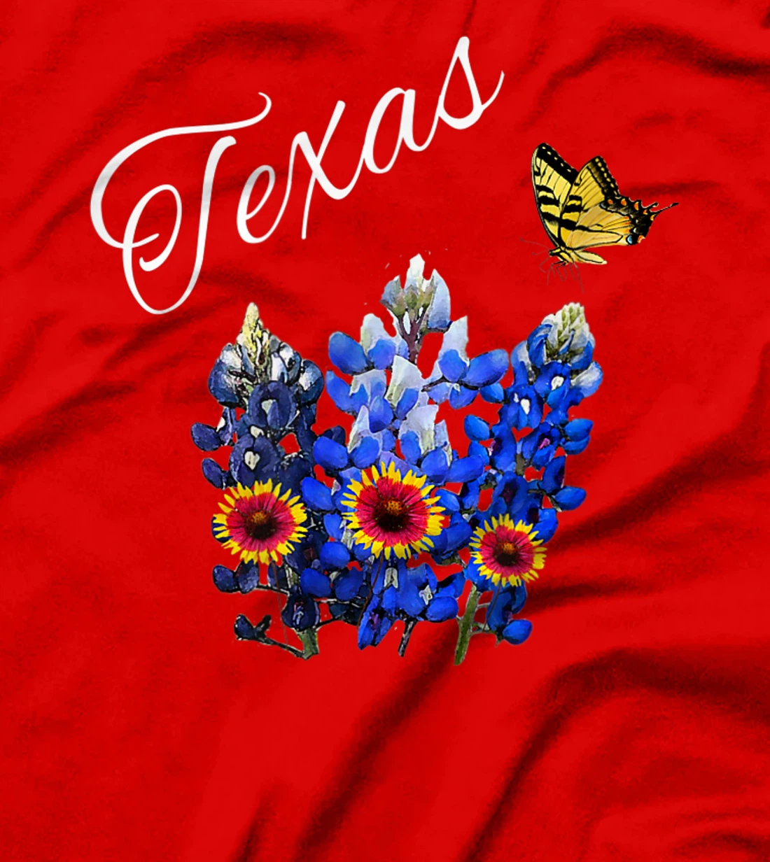 Texas Wildflower Butterfly Home State Bluebonnet Gift Design T-Shirt