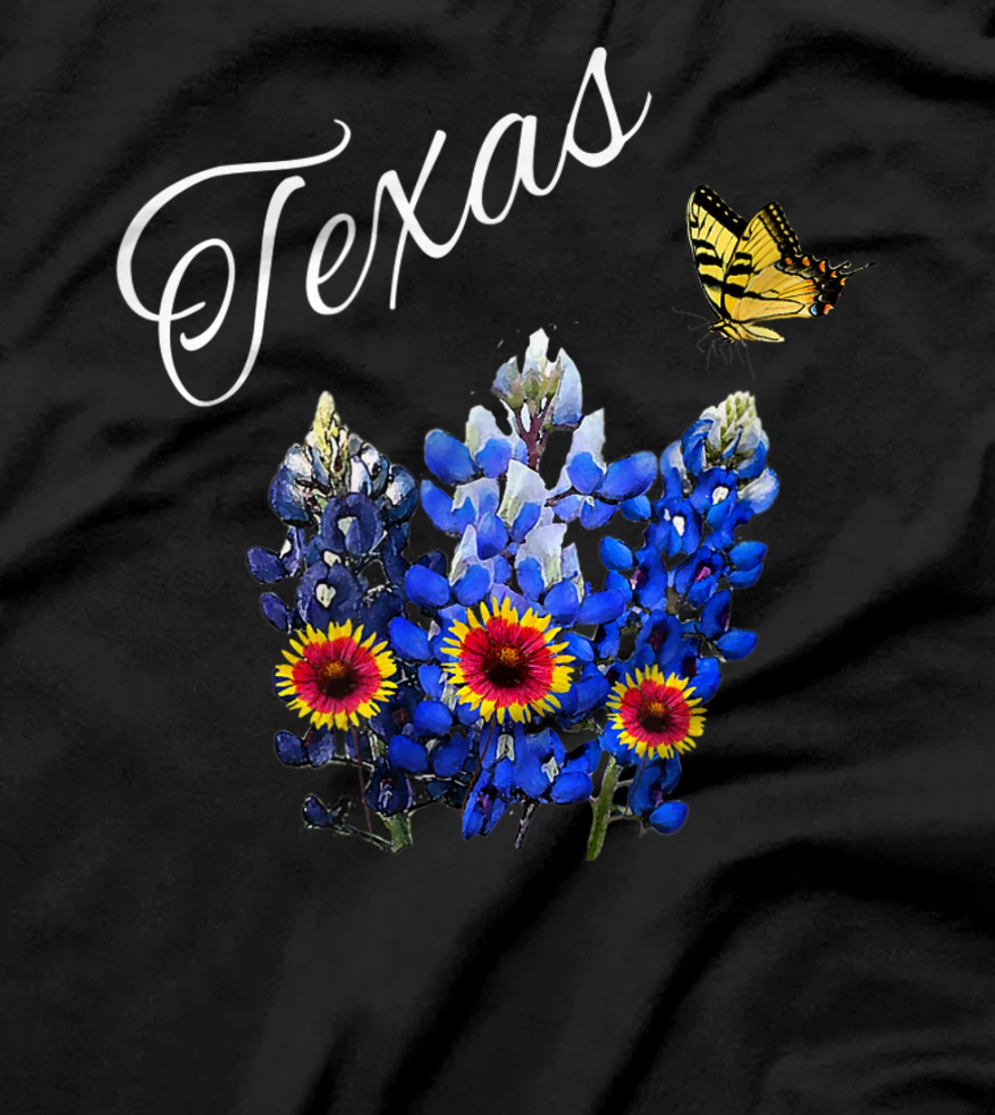 Texas Wildflower Butterfly Home State Bluebonnet Gift Design T-Shirt