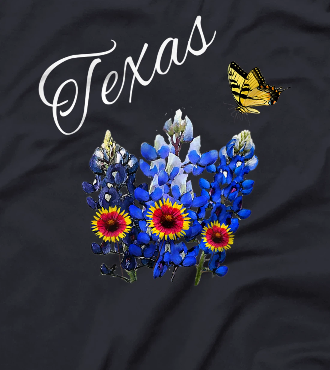 Texas Wildflower Butterfly Home State Bluebonnet Gift Design T-Shirt