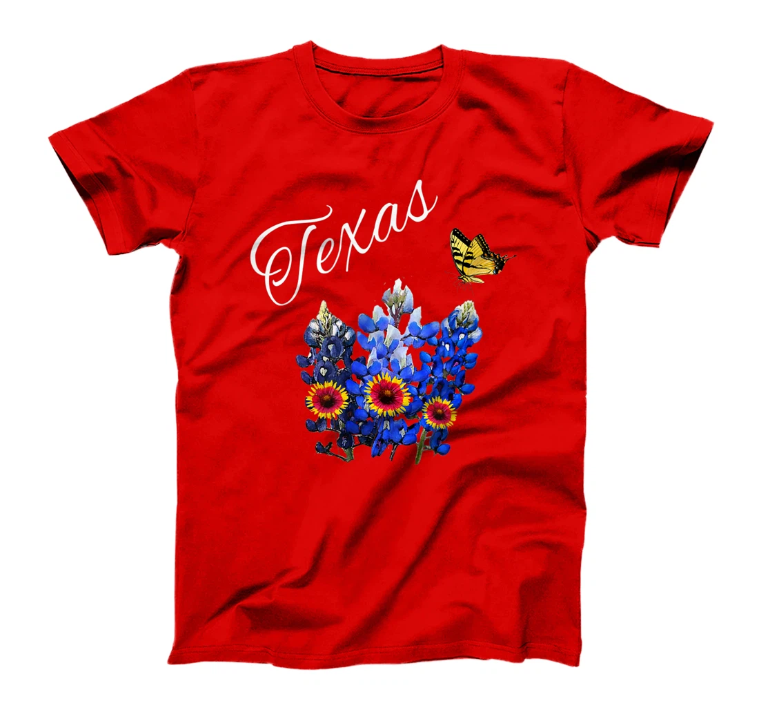 Texas Wildflower Butterfly Home State Bluebonnet Gift Design T-Shirt