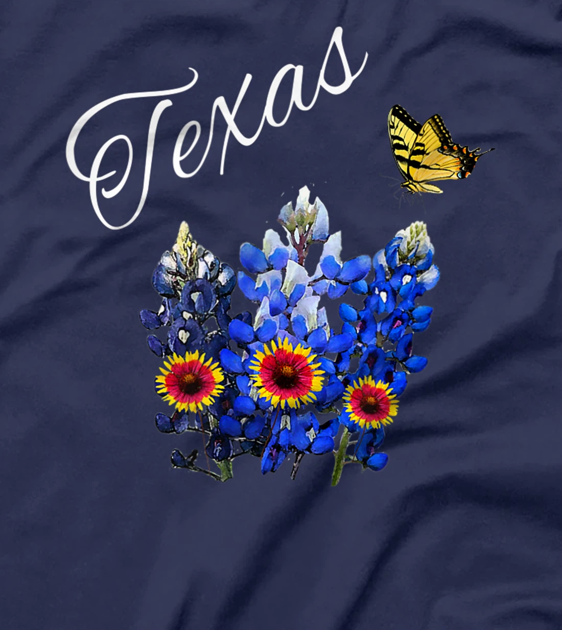 Texas Wildflower Butterfly Home State Bluebonnet Gift Design T-Shirt