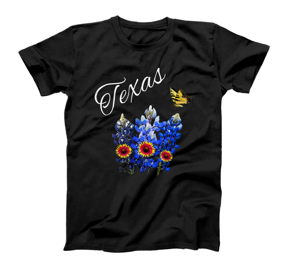 Texas Wildflower Butterfly Home State Bluebonnet Gift Design T-Shirt