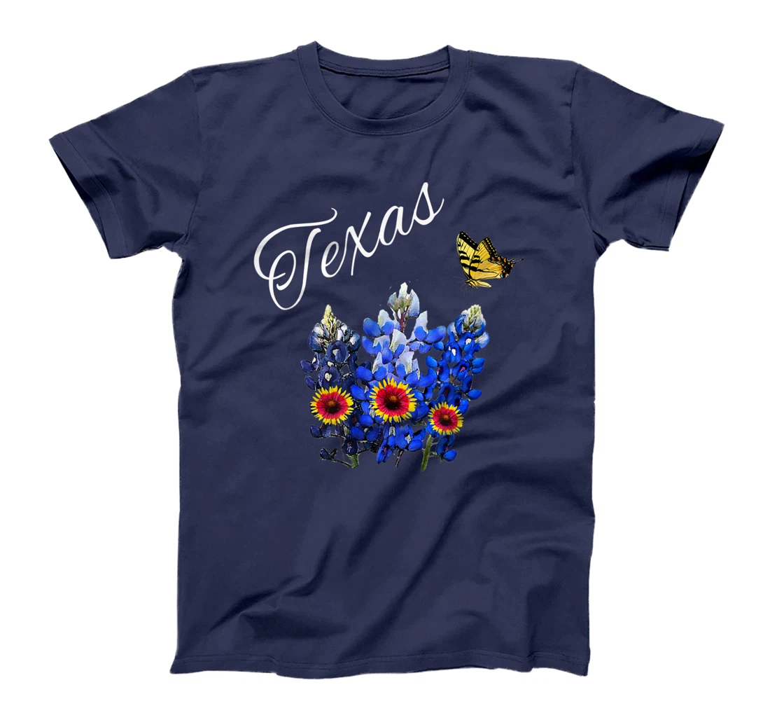 Texas Wildflower Butterfly Home State Bluebonnet Gift Design T-Shirt