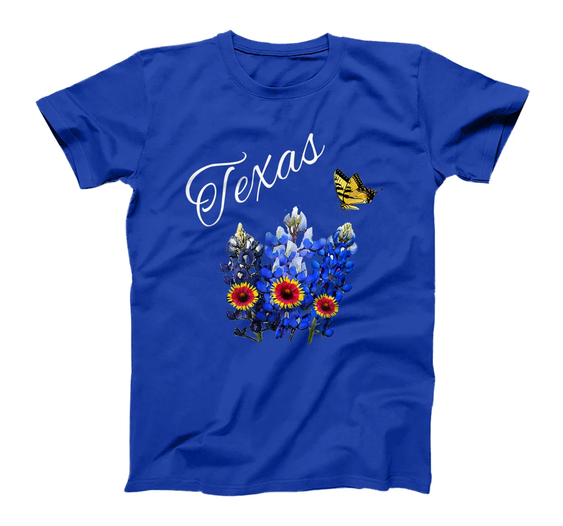 Texas Wildflower Butterfly Home State Bluebonnet Gift Design T-Shirt