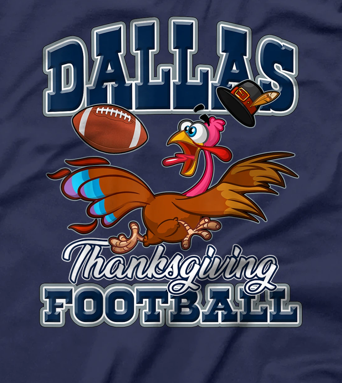 Dallas Thanksgiving Day Funny Turkey Playing Texas Football T-Shirt