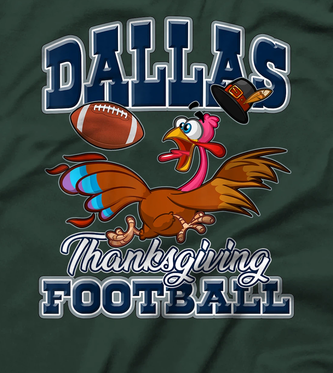 Dallas Thanksgiving Day Funny Turkey Playing Texas Football T-Shirt