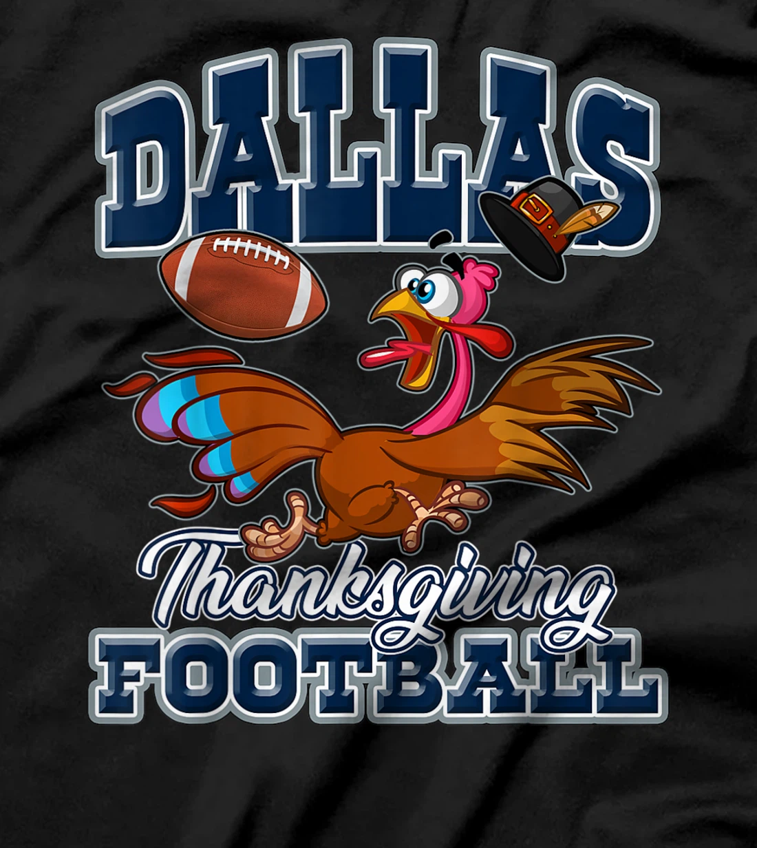 Dallas Thanksgiving Day Funny Turkey Playing Texas Football T-Shirt