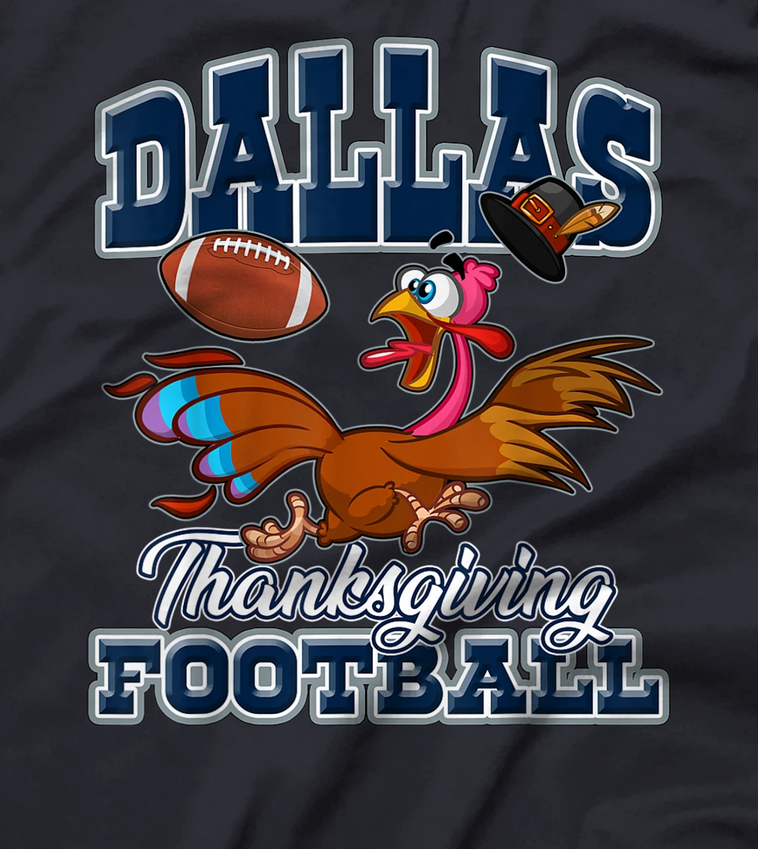 Dallas Thanksgiving Day Funny Turkey Playing Texas Football T-Shirt