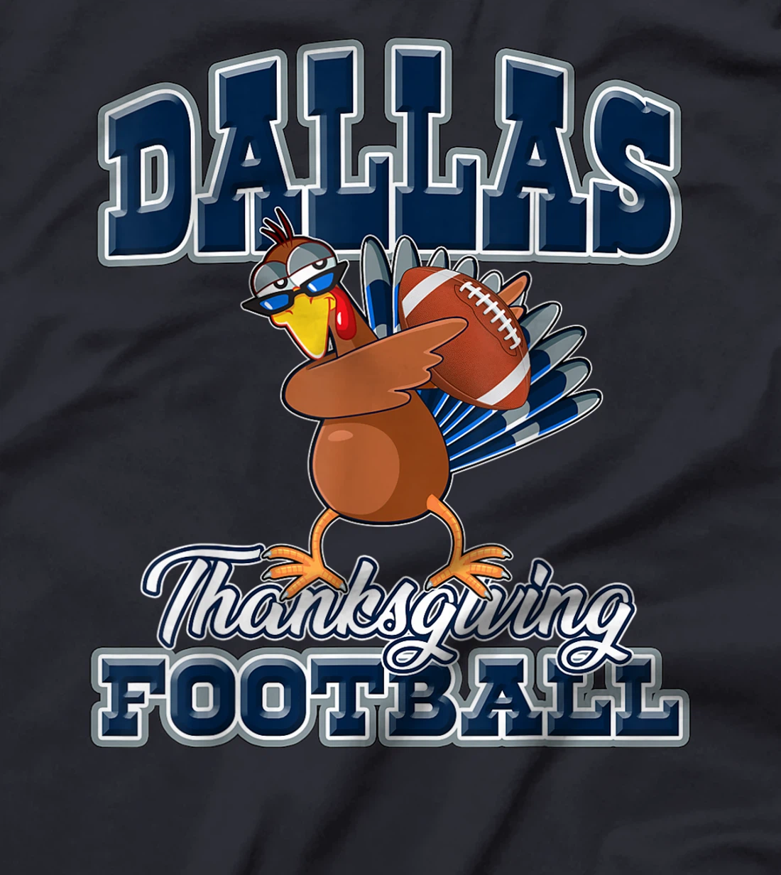 Dallas Thanksgiving Day Funny Turkey Playing Texas Football T-Shirt