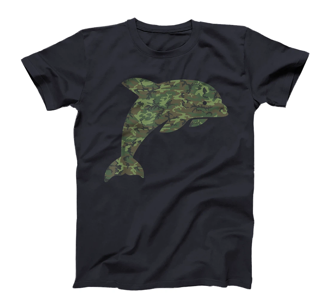 Military Dolphin Camo Print US Beluga Fish Veteran Men Gift T-Shirt