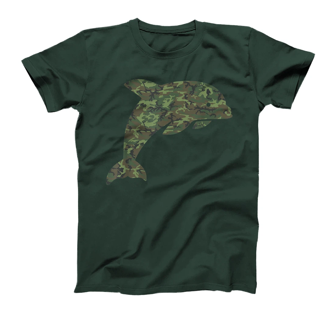 Military Dolphin Camo Print US Beluga Fish Veteran Men Gift T-Shirt
