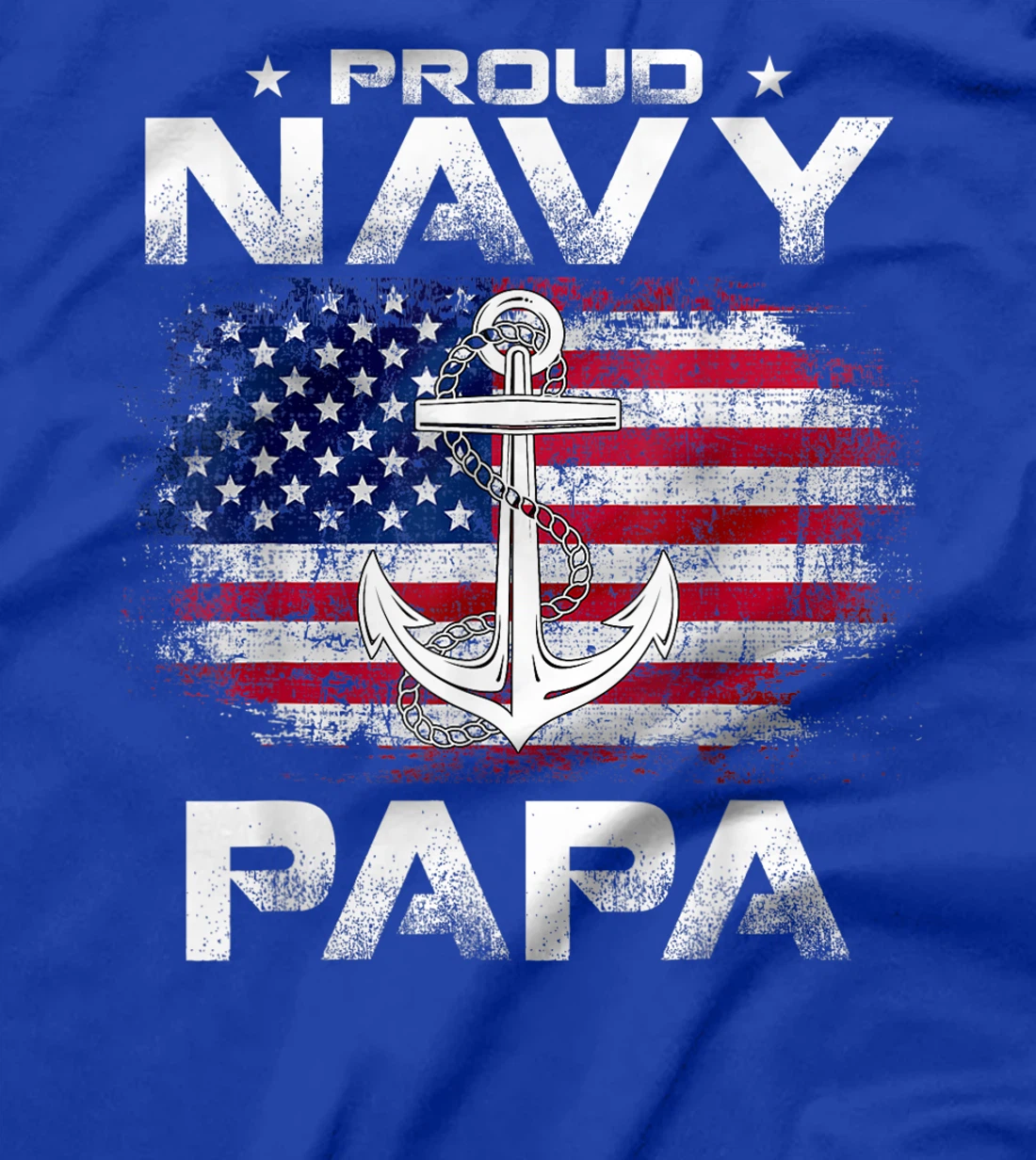 Vintage Proud Navy Papa With American Flag Gift Veteran T-Shirt