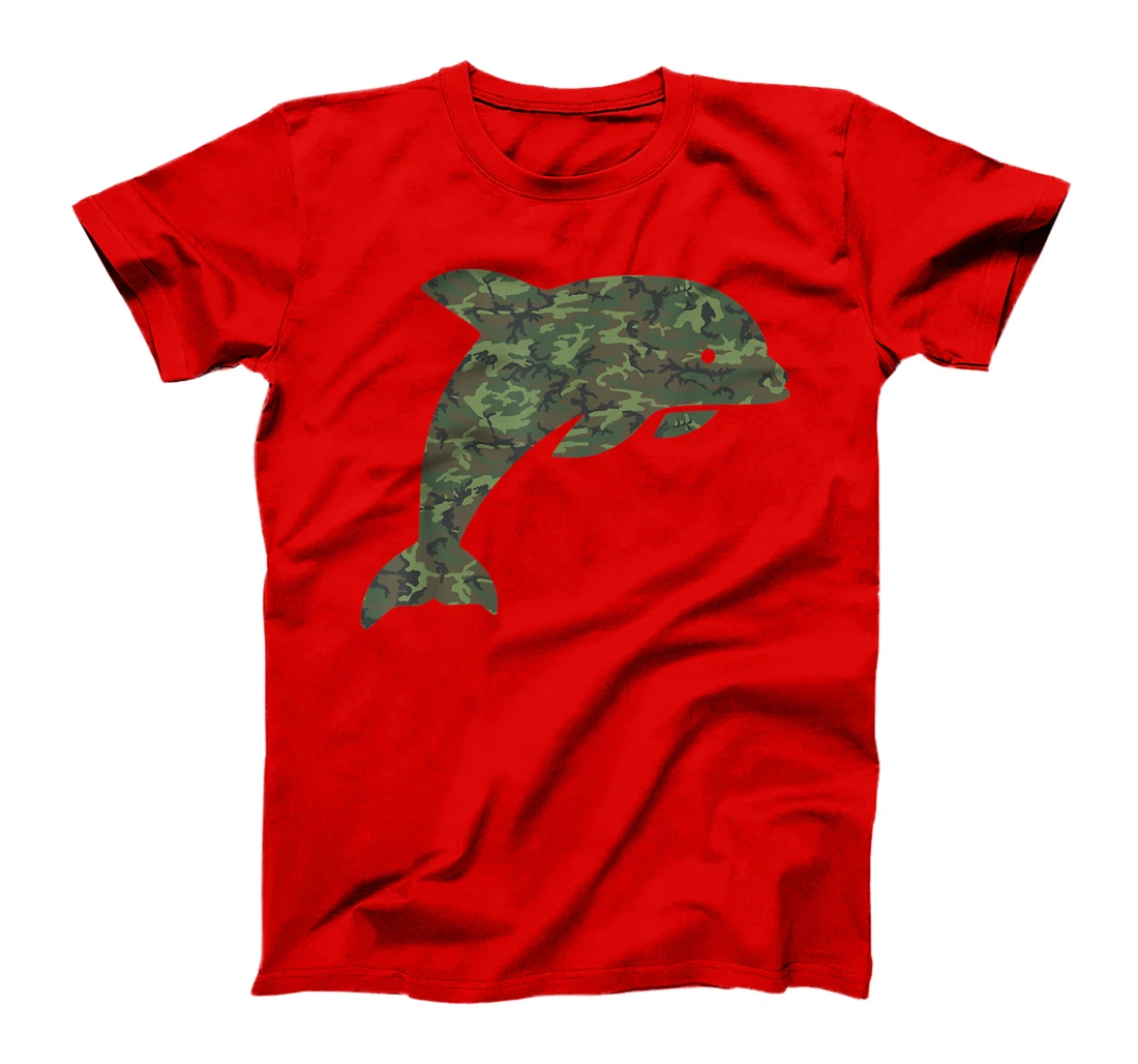 Military Dolphin Camo Print US Beluga Fish Veteran Men Gift T-Shirt