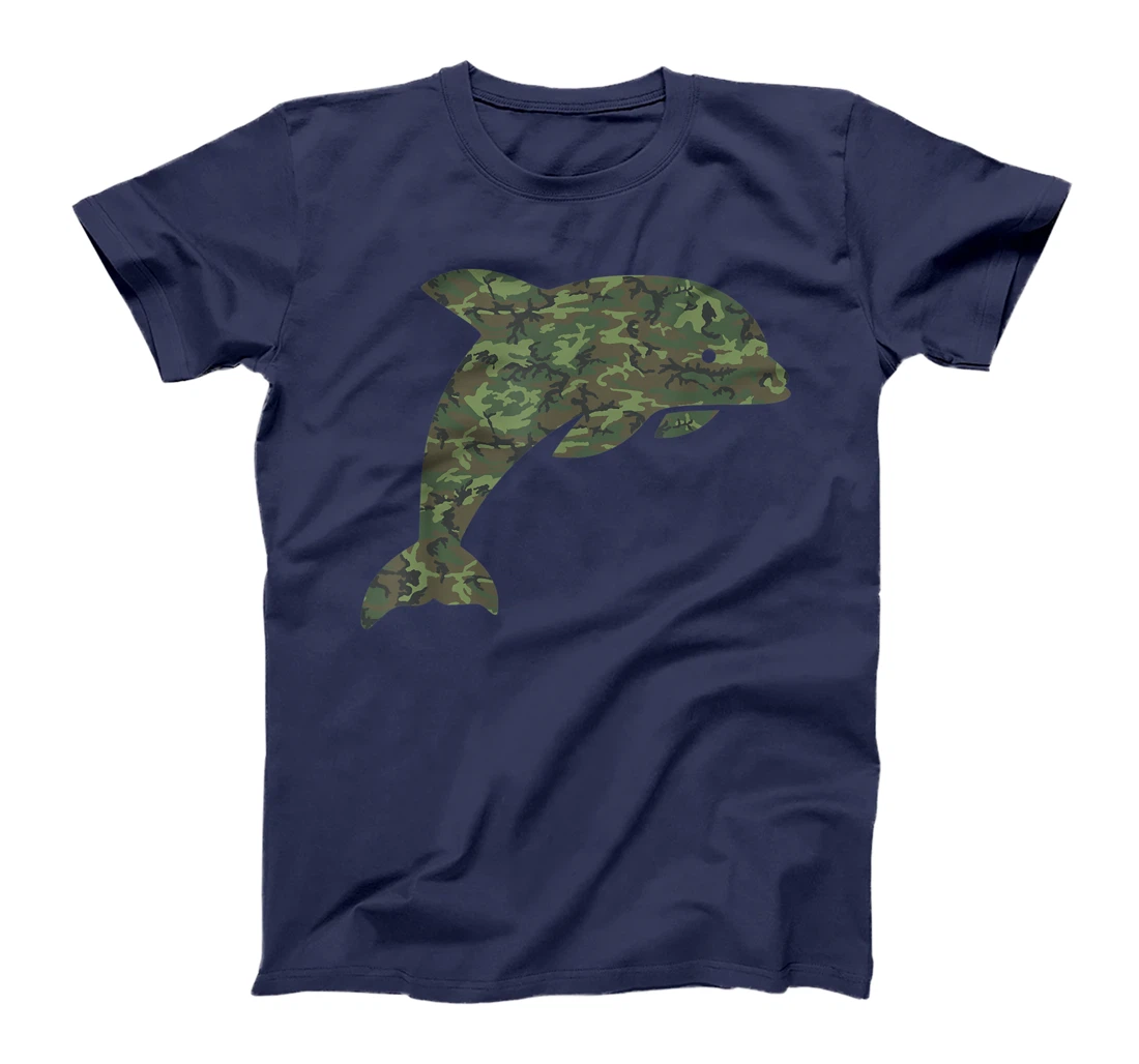 Military Dolphin Camo Print US Beluga Fish Veteran Men Gift T-Shirt